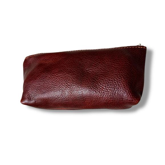 Portland Leather Goods Utility Bag Nutmeg Dark Brown Top Zip Cosmetic Case - Picture 3 of 5